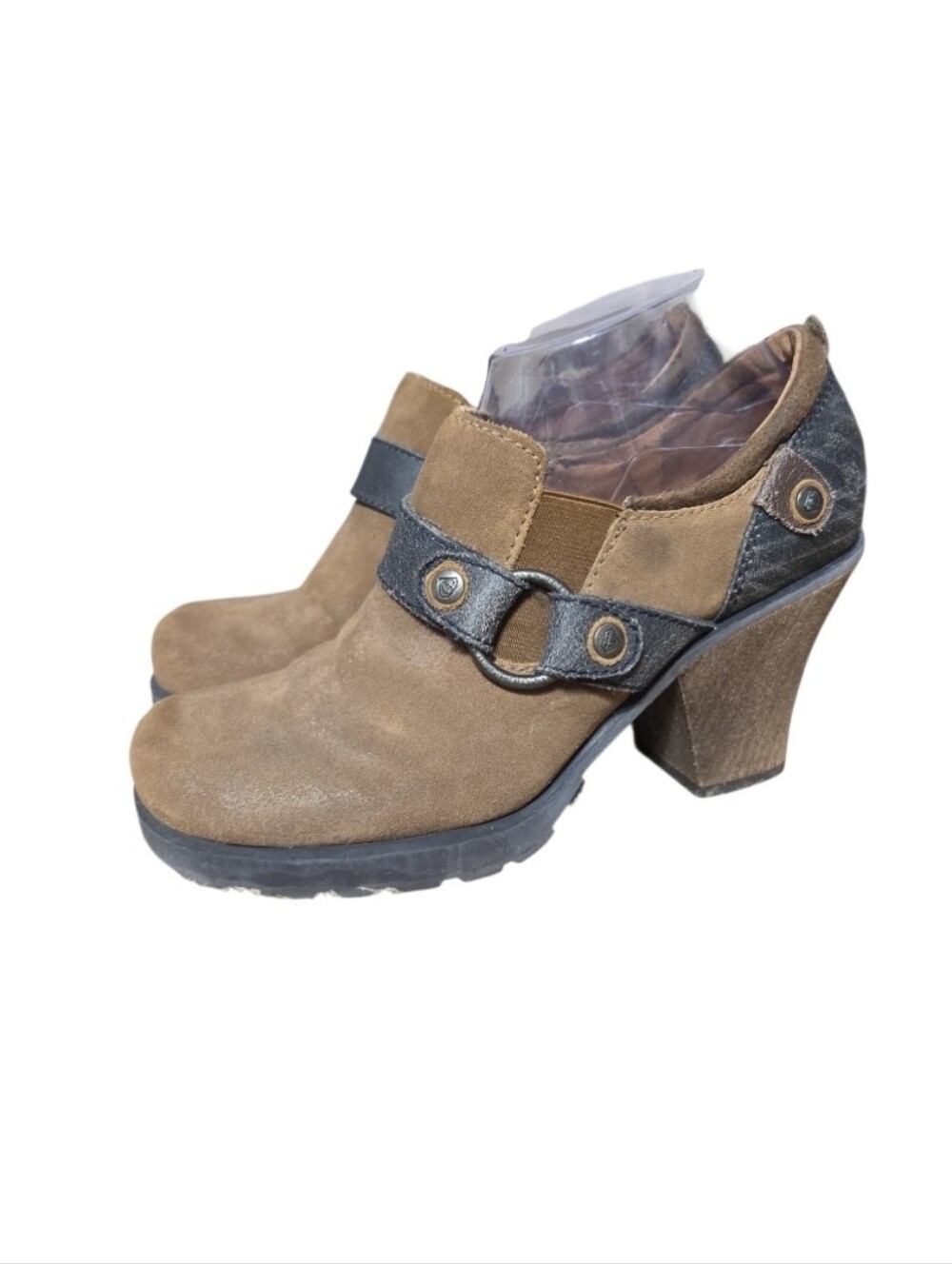 London Underground platform clog shoes Womens Size 8 Y2k Chunky Brown Trendy